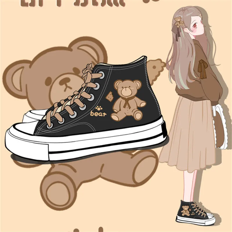 CUTE BEAR HIGH TOP CANVAS SHOES UB3375