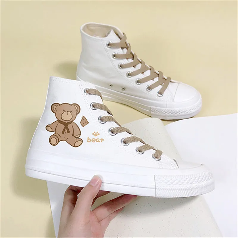 CUTE BEAR HIGH TOP CANVAS SHOES UB3375