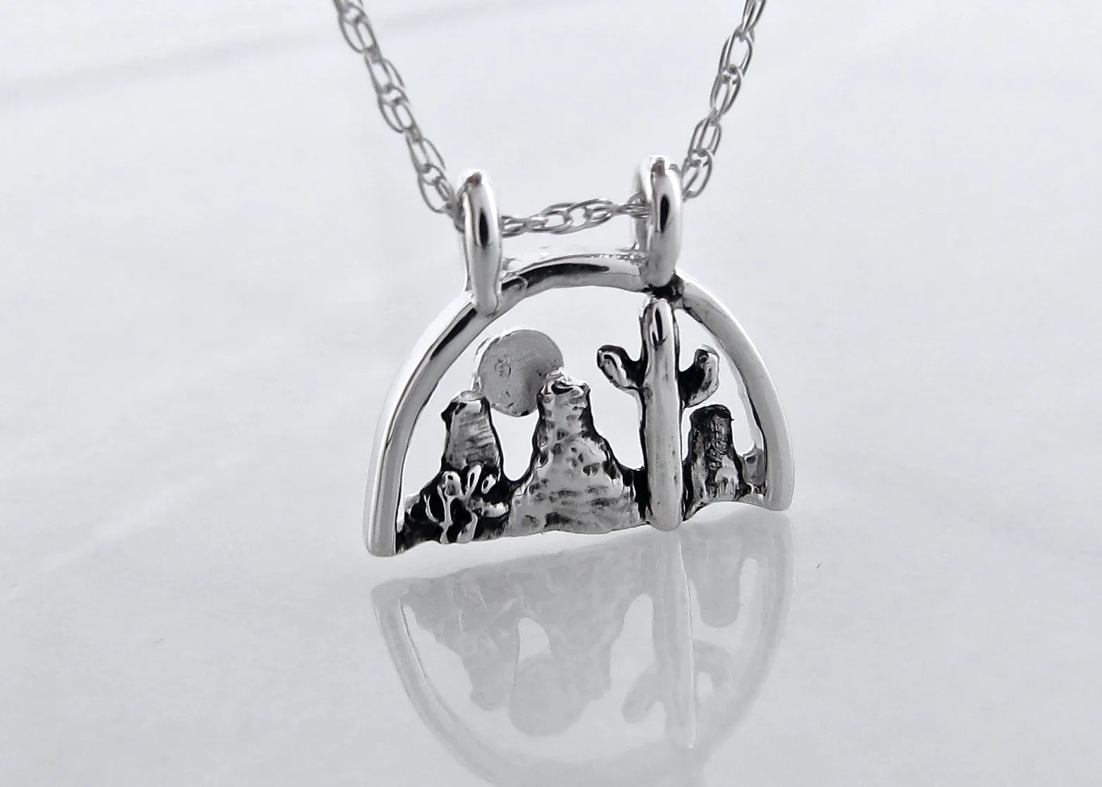 Desert Scape Silver Necklace, Mini Landscape Desert Southwest