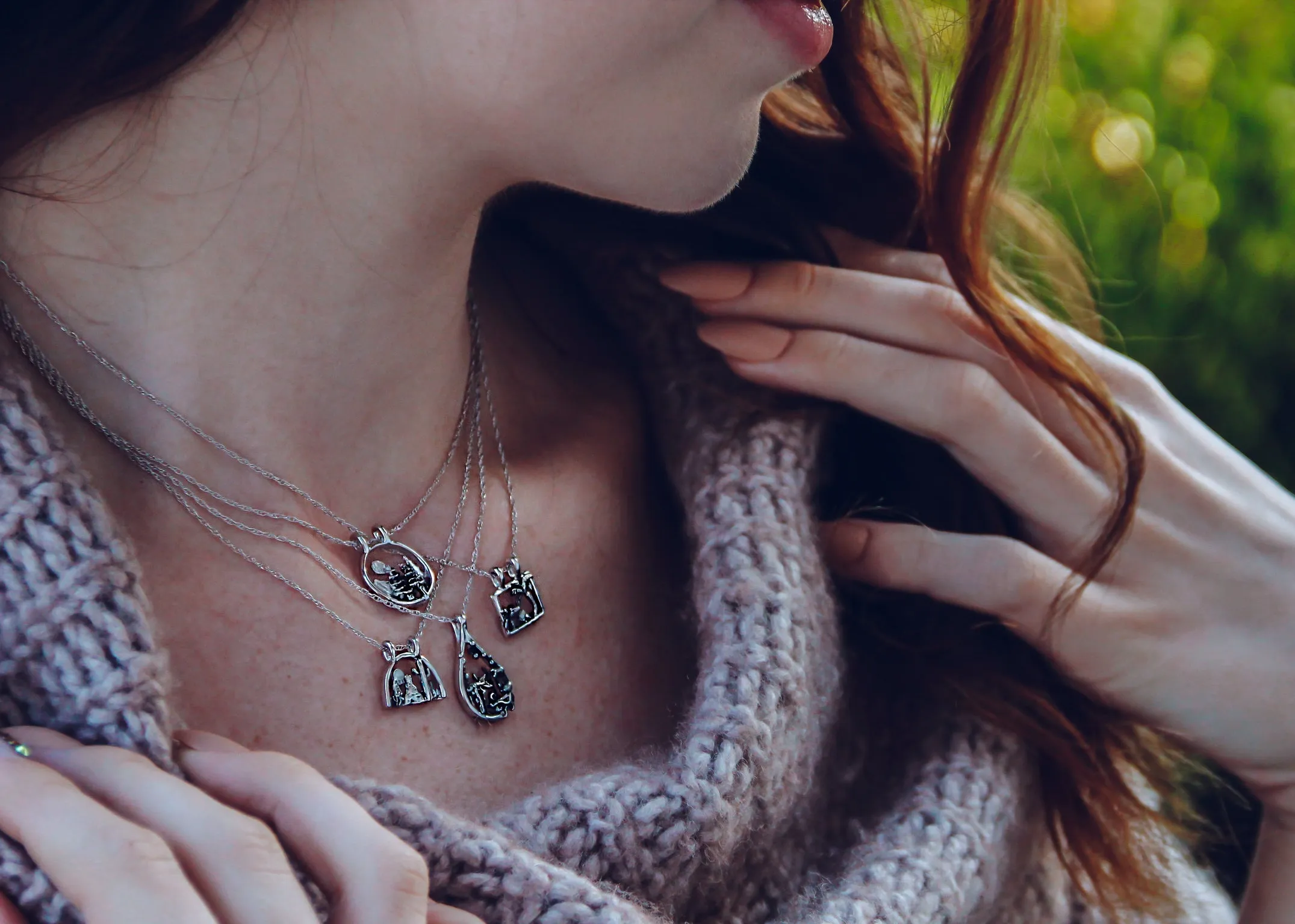 Desert Scape Silver Necklace, Mini Landscape Desert Southwest