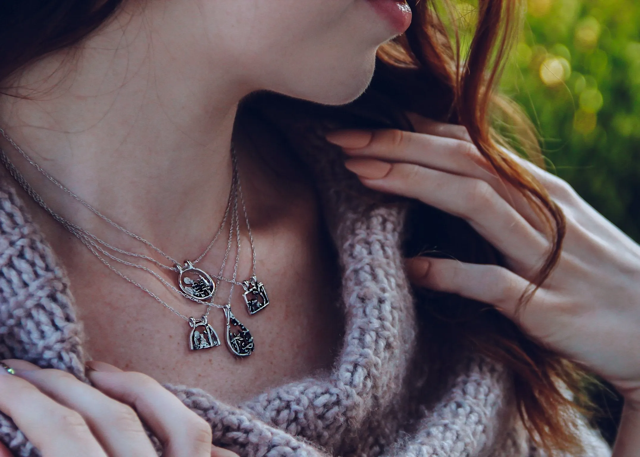 Desert Scape Silver Necklace, Mini Landscape Desert Southwest