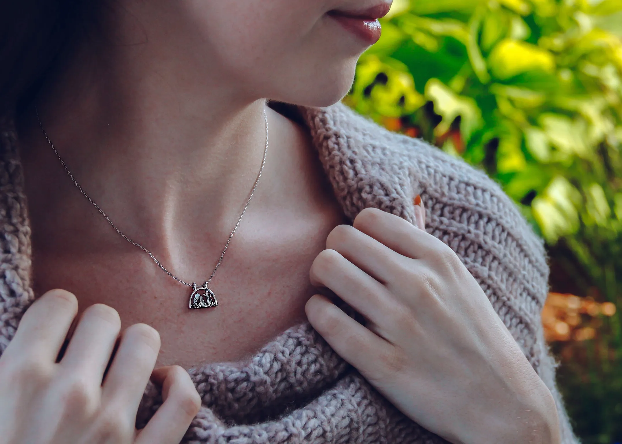 Desert Scape Silver Necklace, Mini Landscape Desert Southwest
