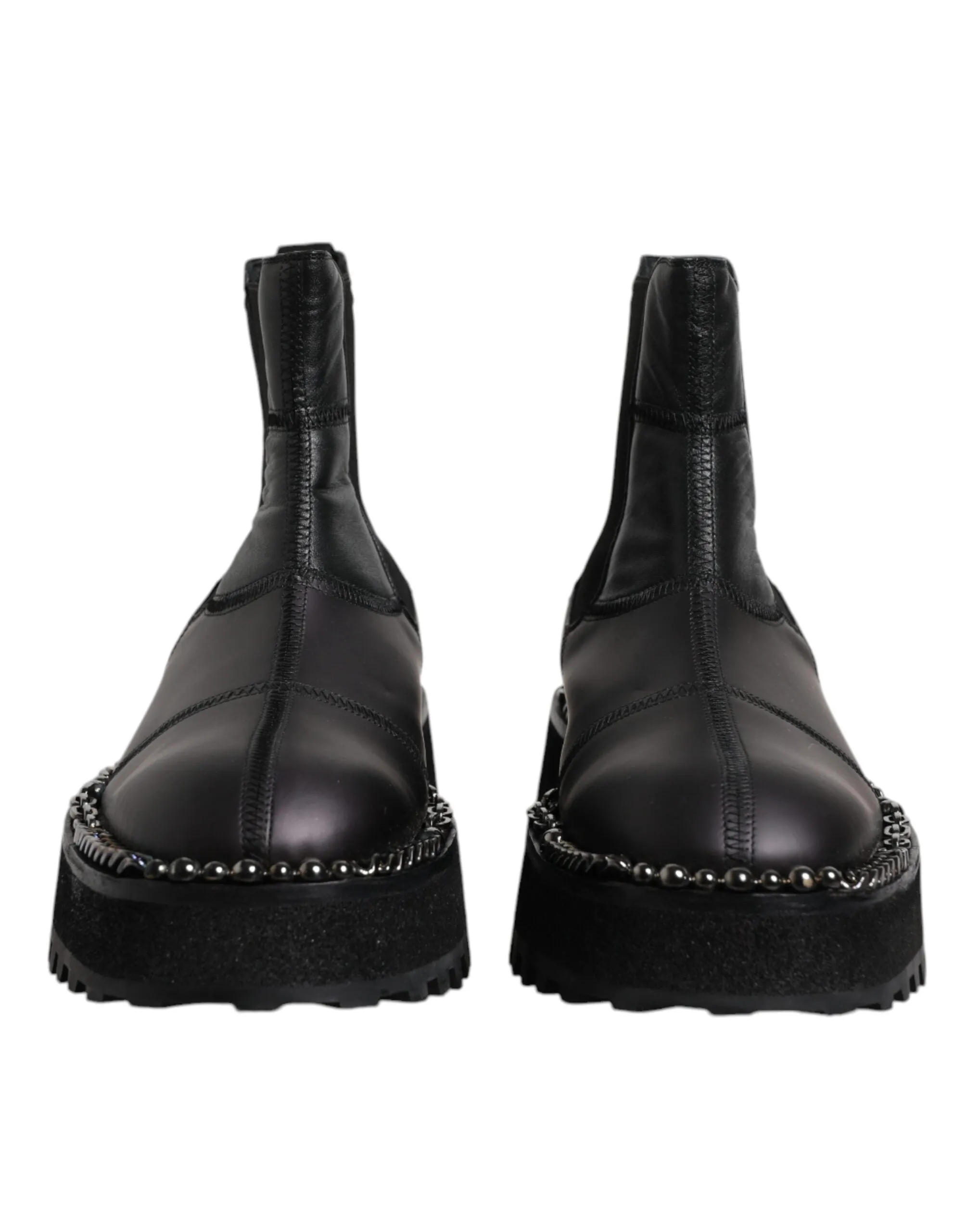 Dolce&Gabbana Men Black Ankle Shoes Viscose Leather Solid Flat Boots Size EUR 44