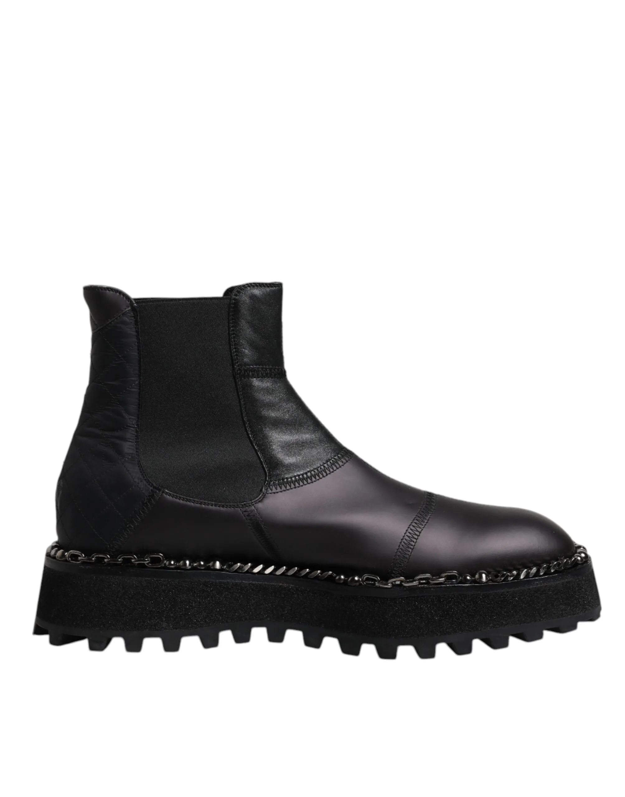 Dolce&Gabbana Men Black Ankle Shoes Viscose Leather Solid Flat Boots Size EUR 44