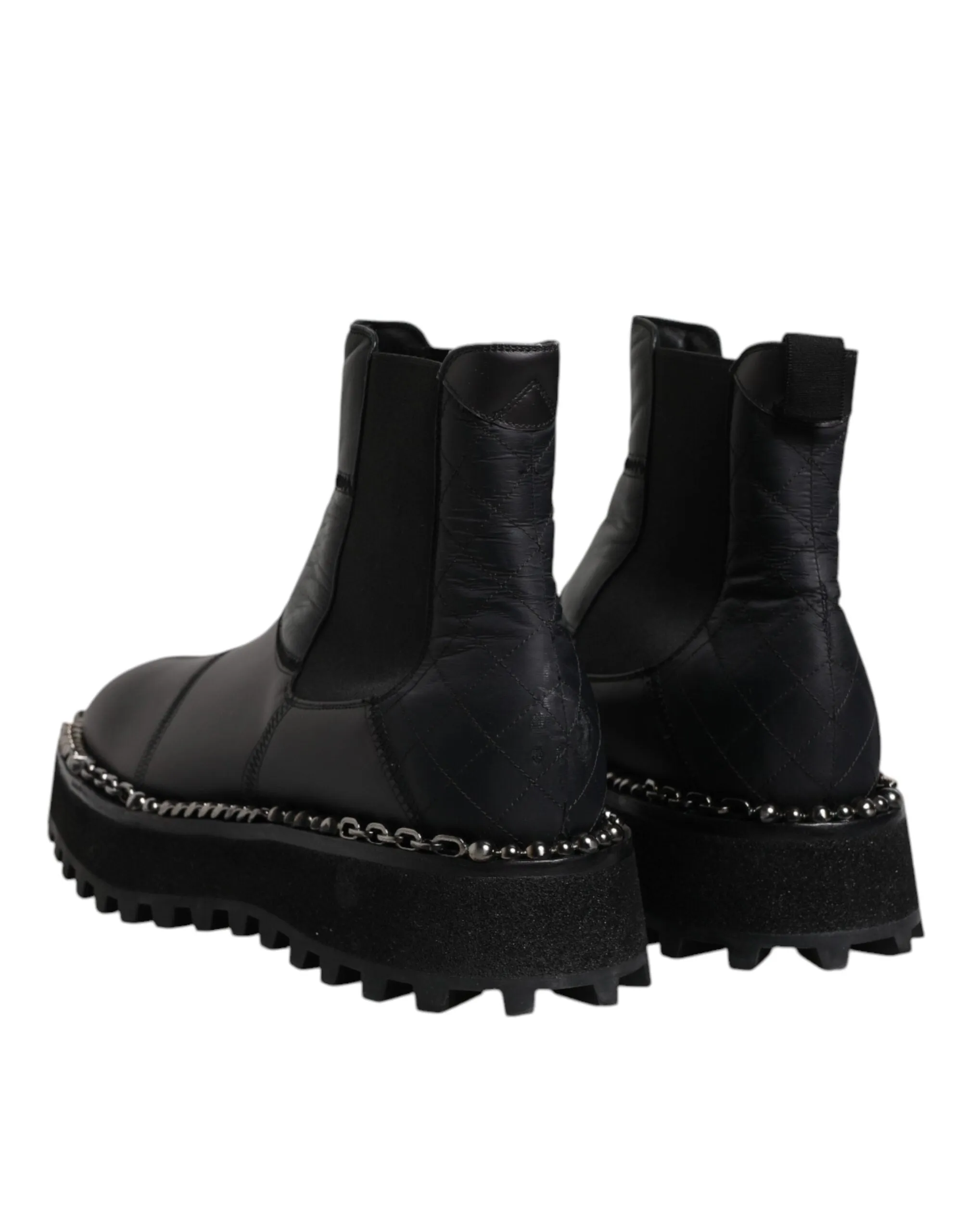 Dolce&Gabbana Men Black Ankle Shoes Viscose Leather Solid Flat Boots Size EUR 44