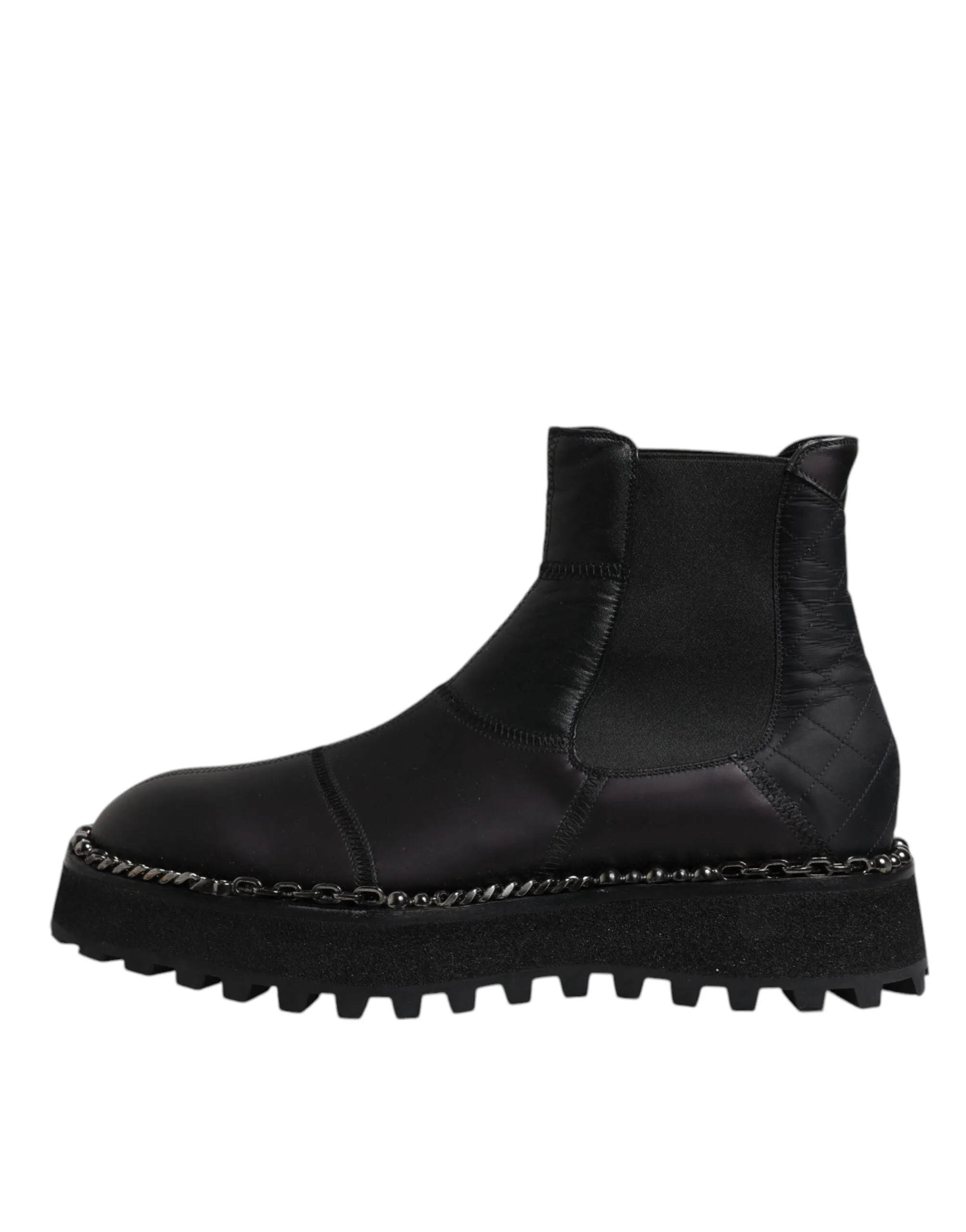 Dolce&Gabbana Men Black Ankle Shoes Viscose Leather Solid Flat Boots Size EUR 44