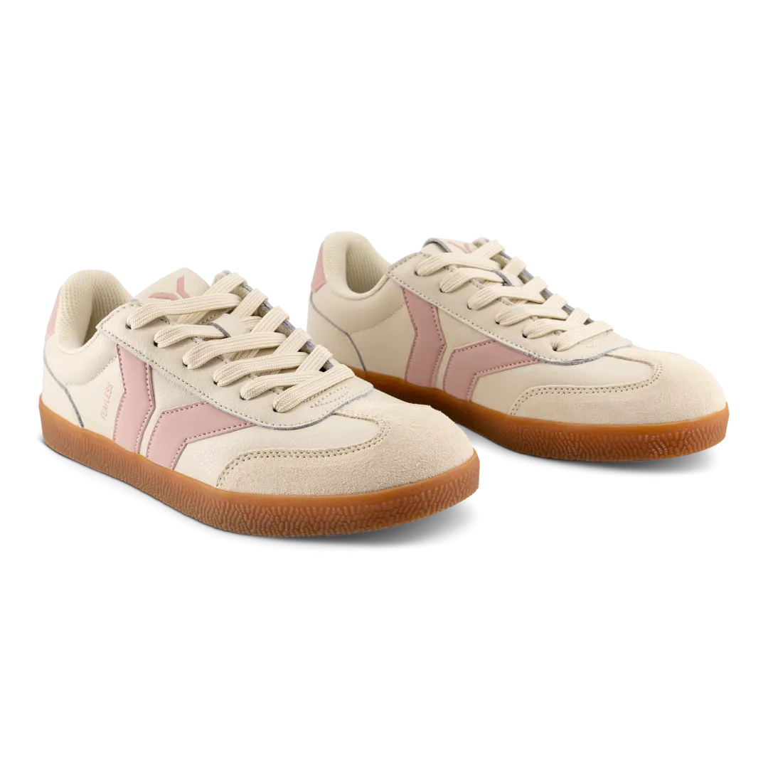 Fearless Womens Sneaker in beige leather with pink wing