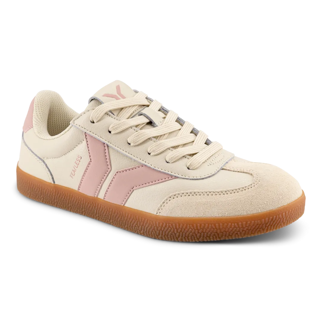 Fearless Womens Sneaker in beige leather with pink wing