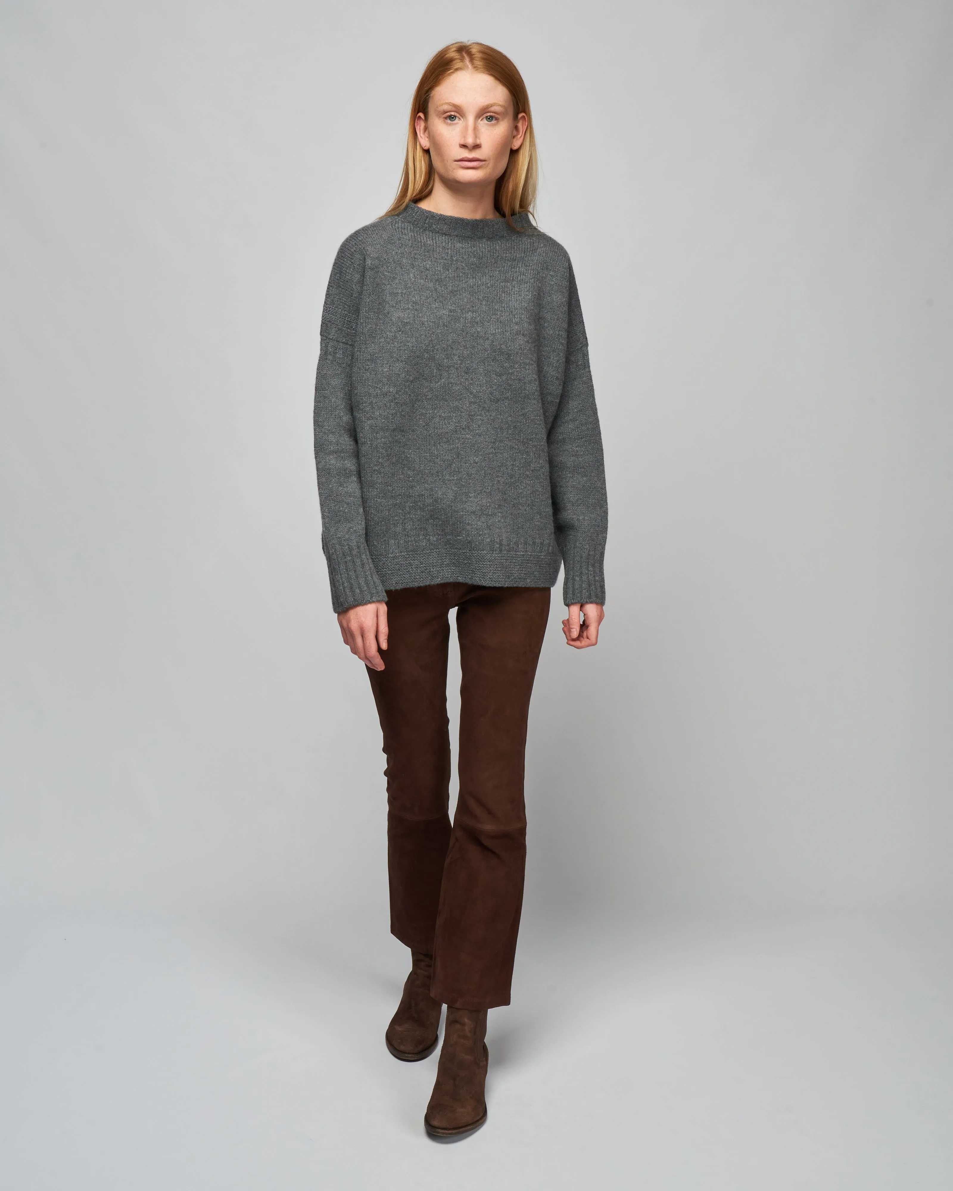 flat knit low gauge sweater - grey