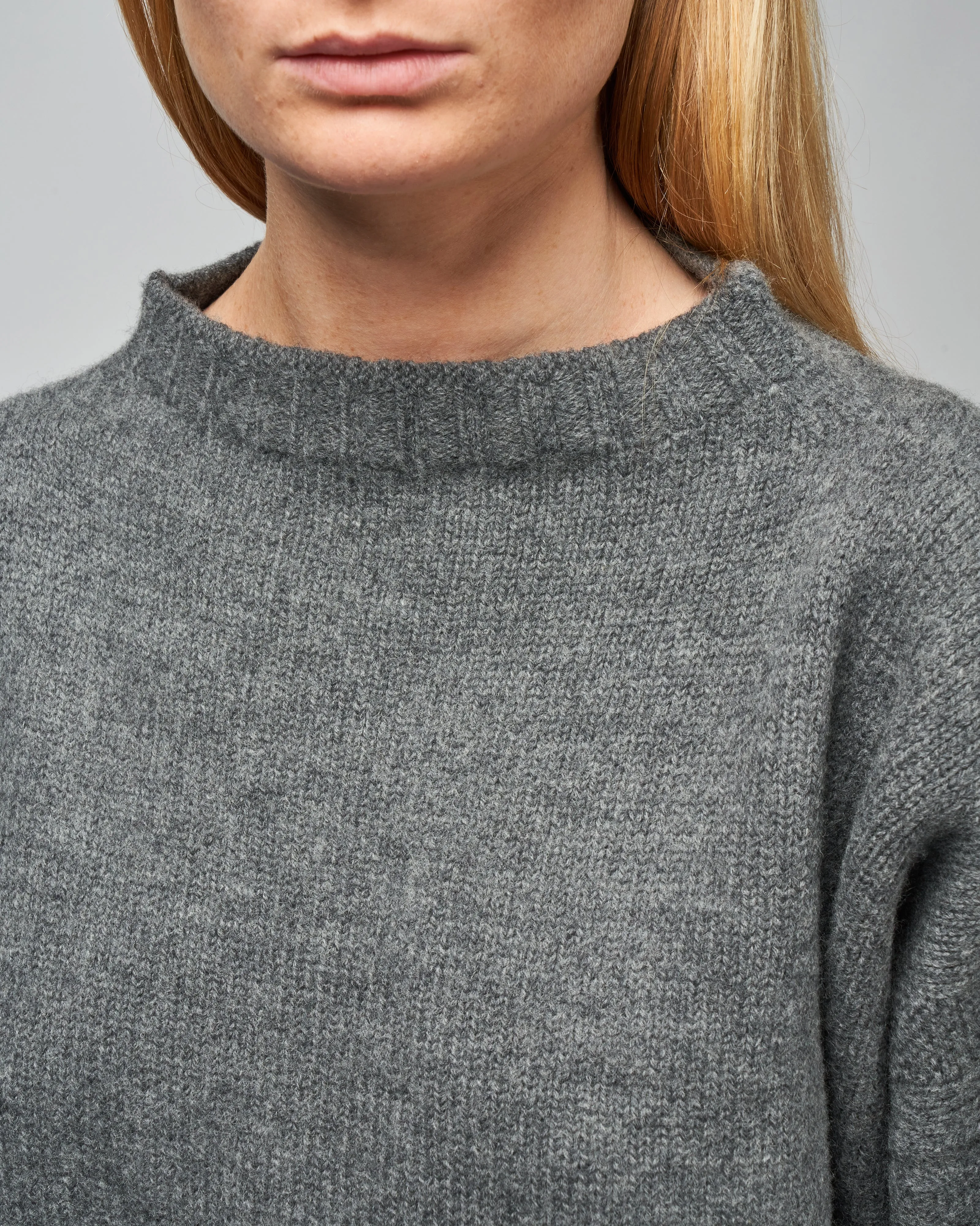 flat knit low gauge sweater - grey