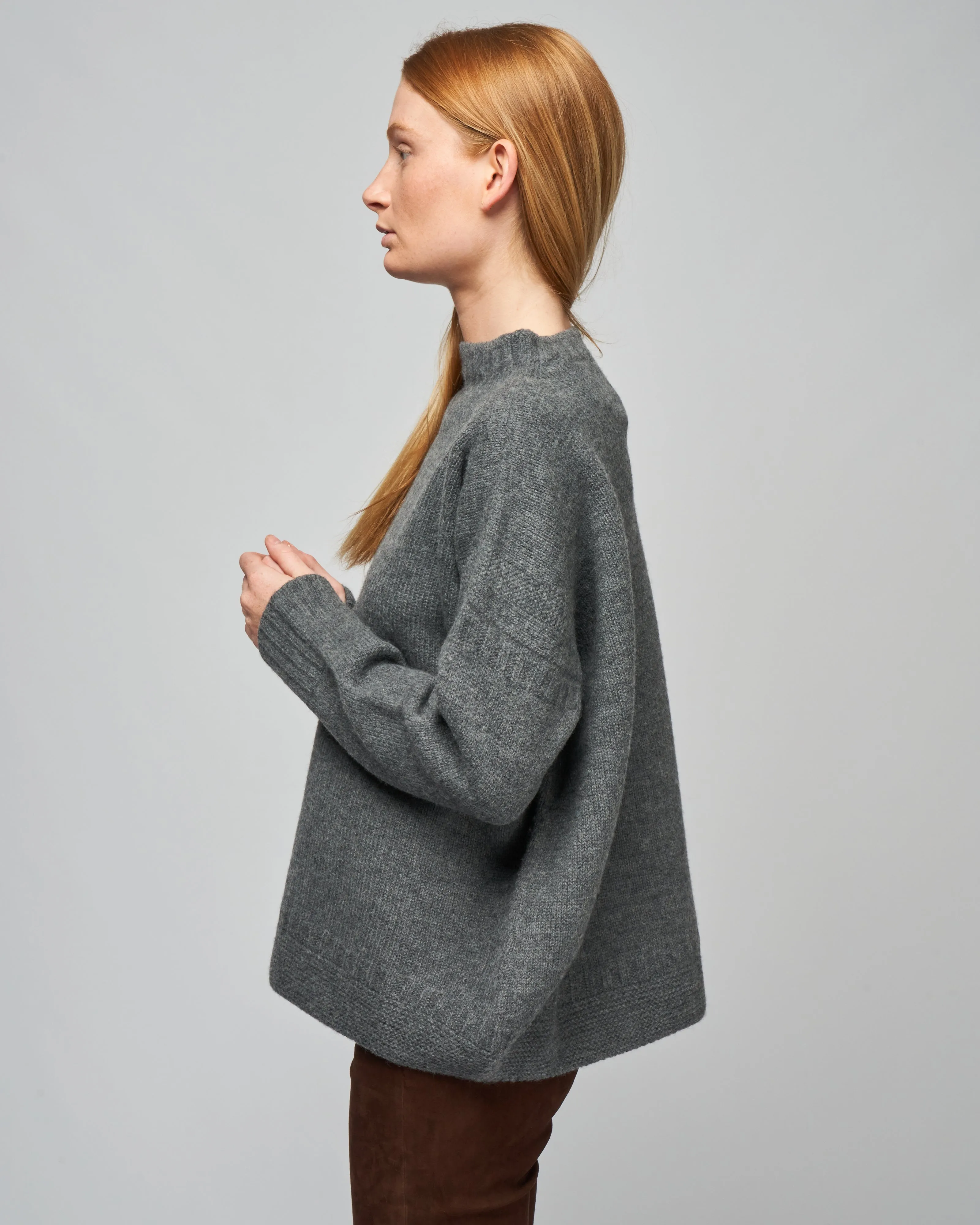 flat knit low gauge sweater - grey