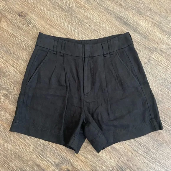 Free People Chelsea LINEN Black Short Size 0