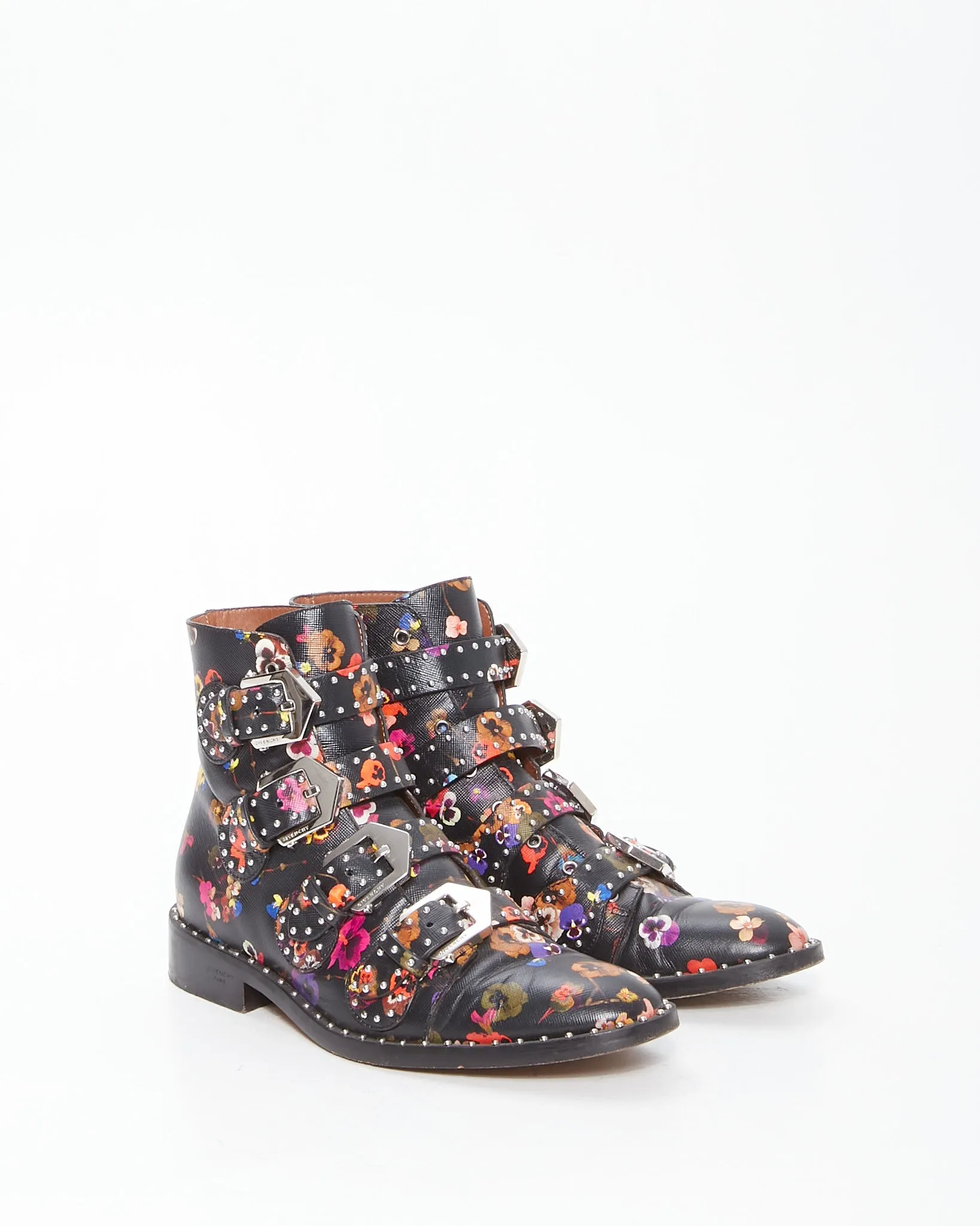 Givenchy Floral Studded Buckled Chelsea Boots - 8