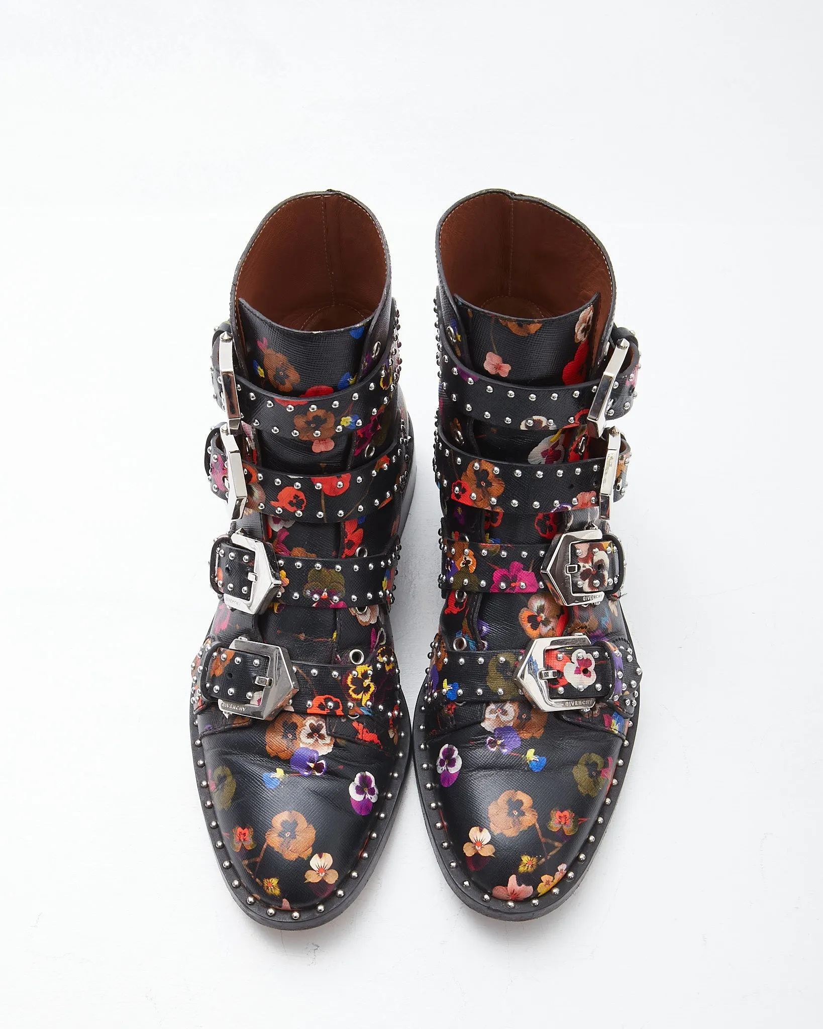 Givenchy Floral Studded Buckled Chelsea Boots - 8