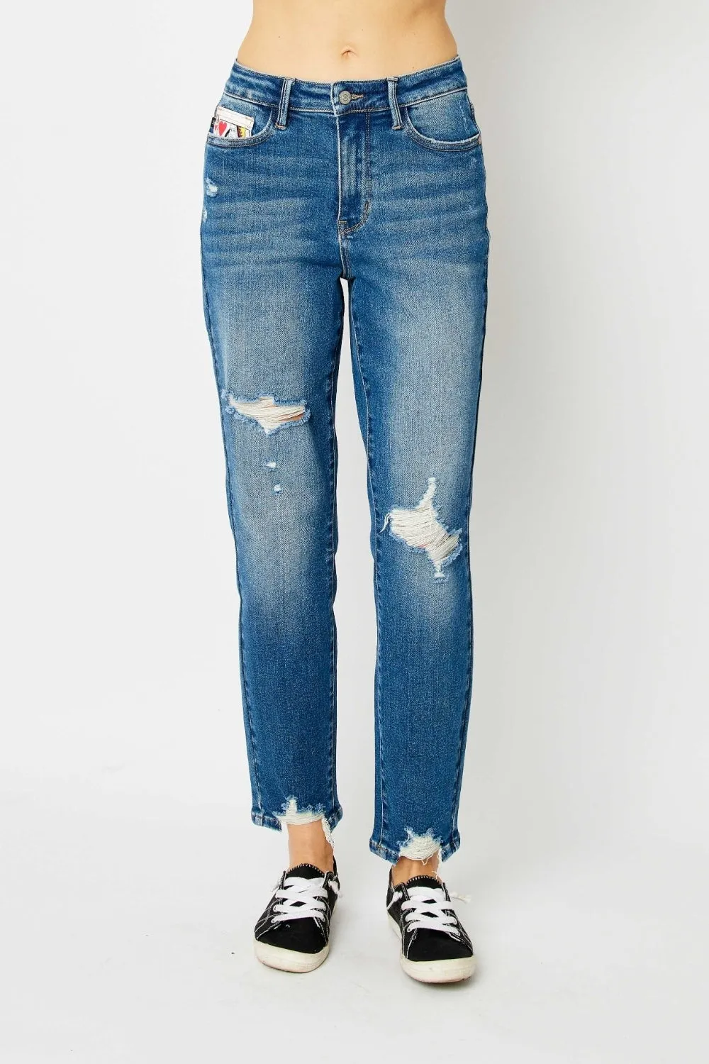 Hadley Judy Blue Full Size Distressed Slim Jeans