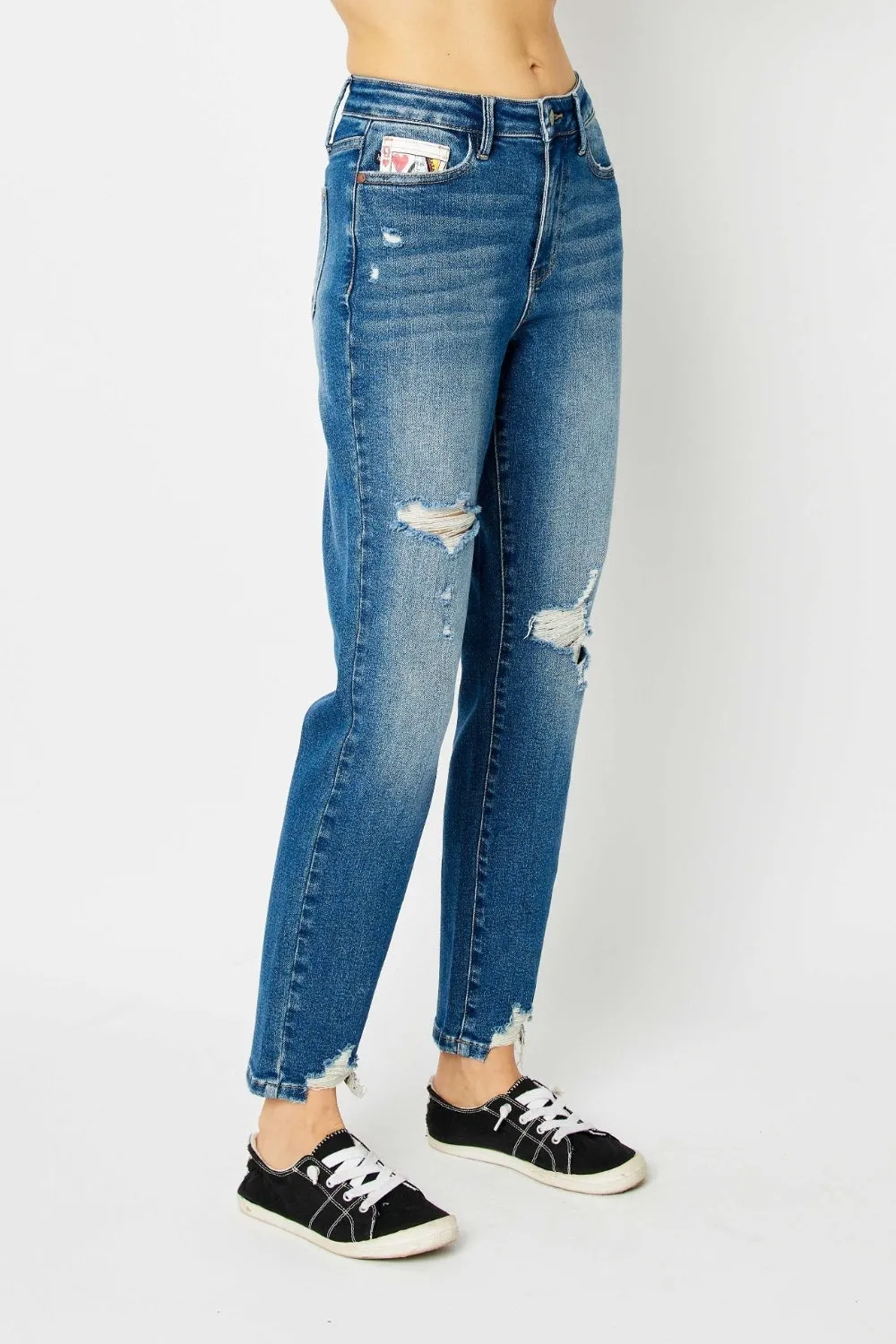 Hadley Judy Blue Full Size Distressed Slim Jeans