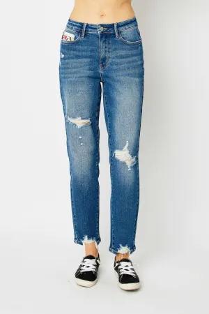 Hadley Judy Blue Full Size Distressed Slim Jeans
