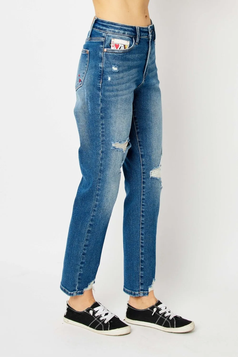 Hadley Judy Blue Full Size Distressed Slim Jeans