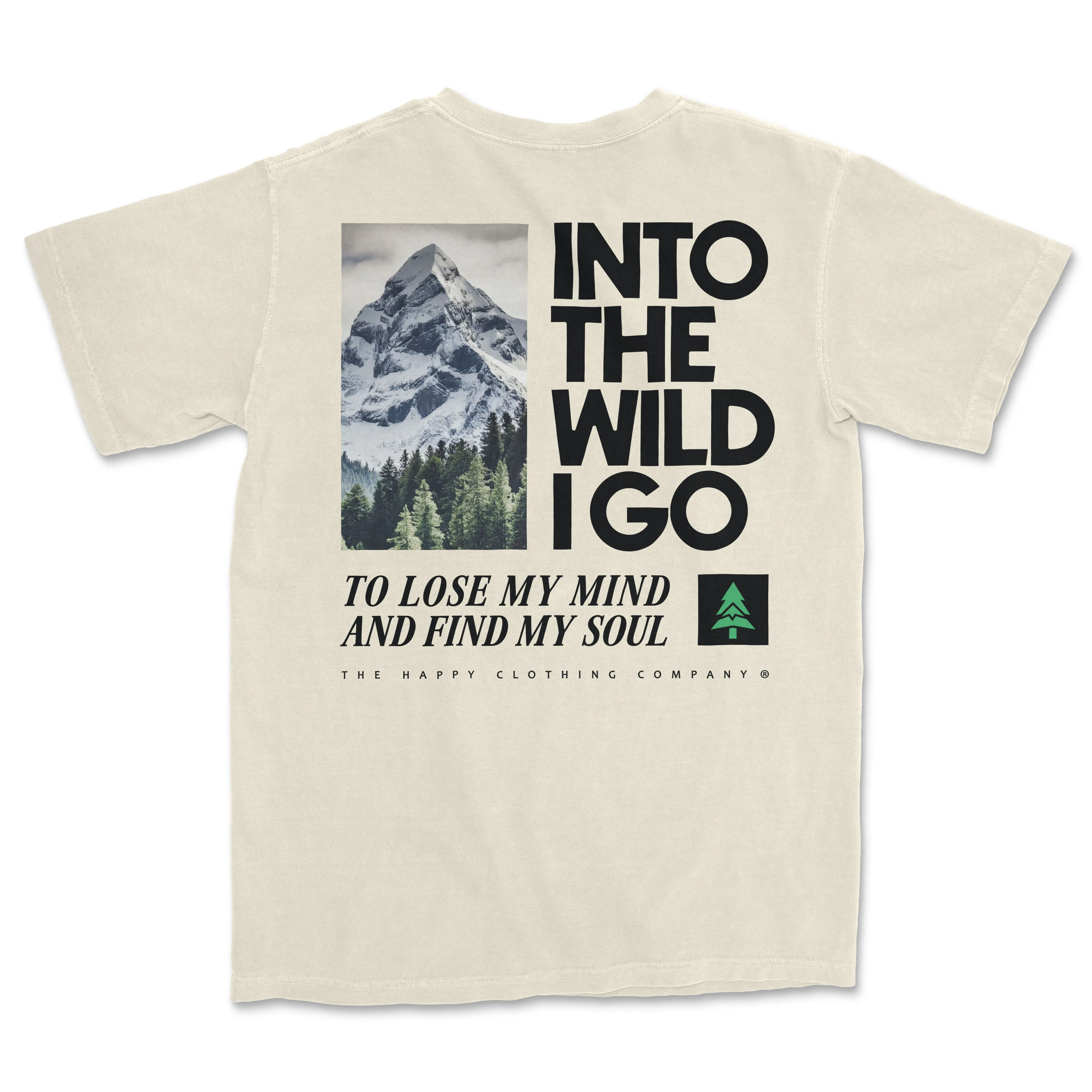 Into The Wild Back Print Peaks & Pines Edition Vintage Tee | Oversized Heavyweight |