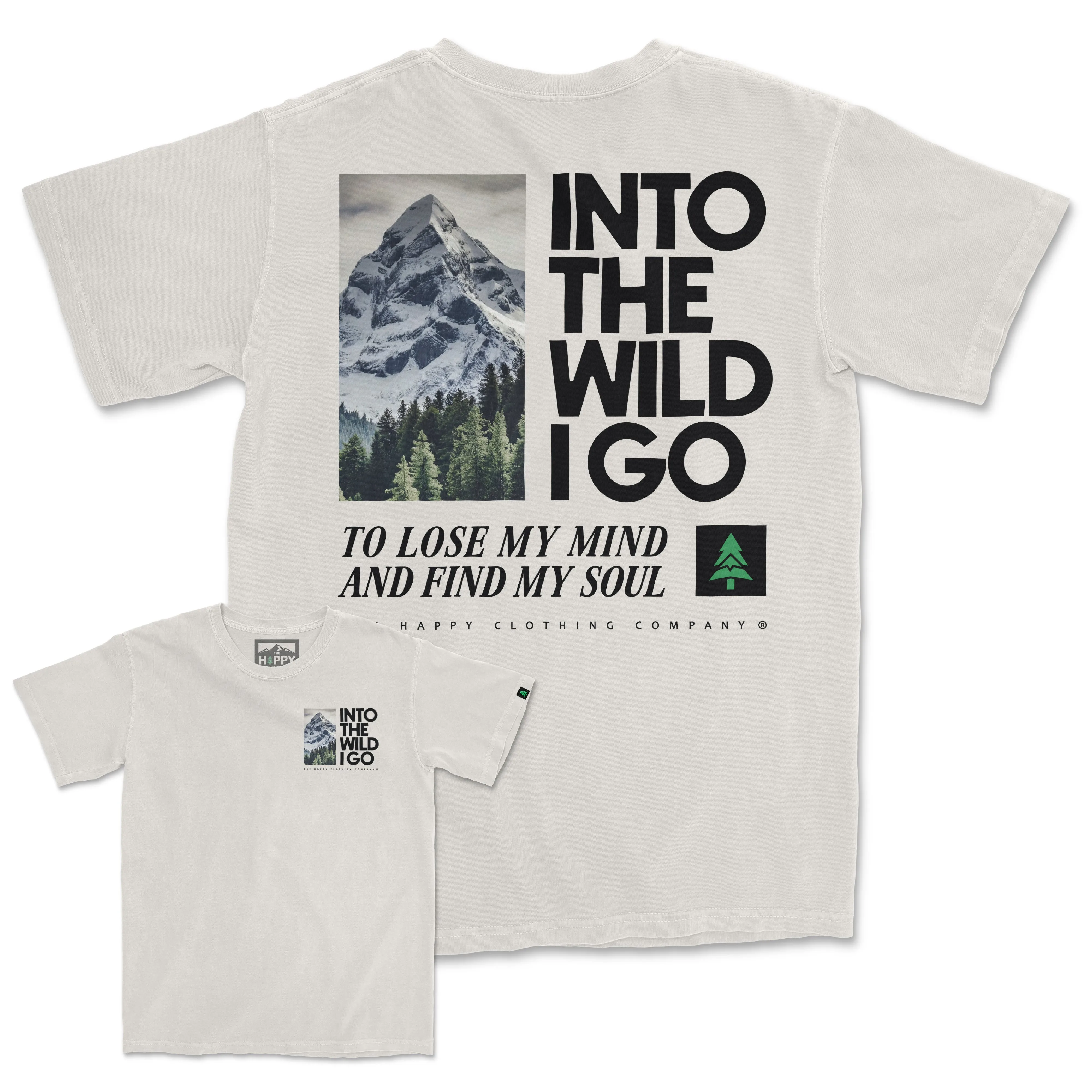 Into The Wild Back Print Peaks & Pines Edition Vintage Tee | Oversized Heavyweight |