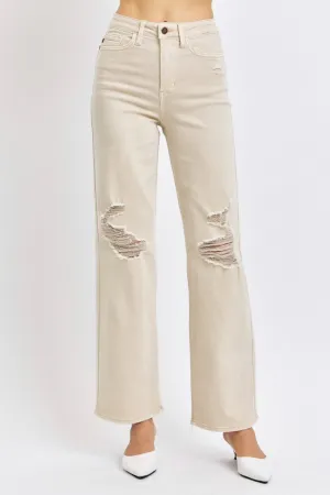 Judy Blue Full Size High Waist Distressed Wide Leg Jeans ONLINE EXCLUSIVE