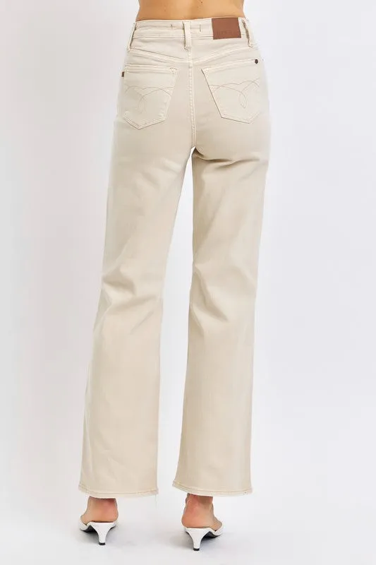 Judy Blue Full Size High Waist Distressed Wide Leg Jeans
