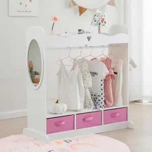 Kids Armoire Dress-up Closet Open Hanging Wardrobe W/Clothes Rack