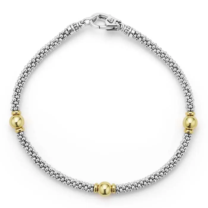 LAGOS 7.5” Station Bracelet in Sterling Silver and 18K Yellow Gold