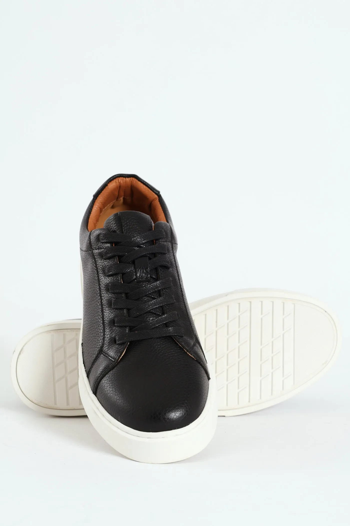 Leather Lace Up Sneaker - Black