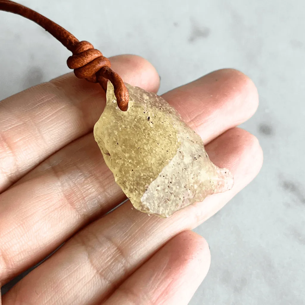 Libyan Desert Glass OOAK Gemstone Pendant - Sahara Serenity