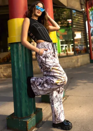 Lightweight Graffiti Drawstring Pant