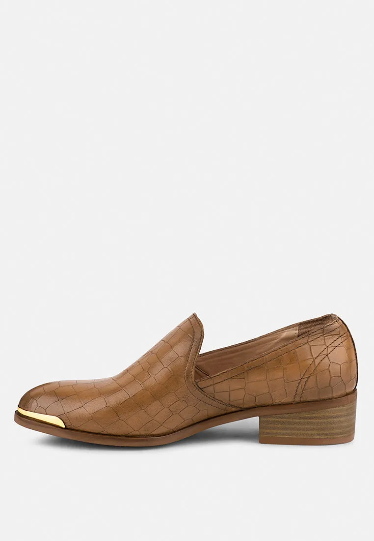 Lilliam Metal Highlight Casual Leather Loafers By Ruw