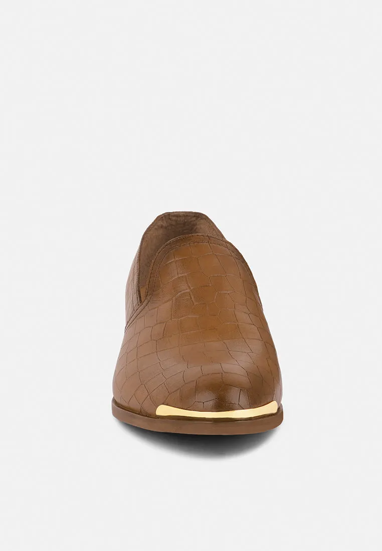 Lilliam Metal Highlight Casual Leather Loafers By Ruw
