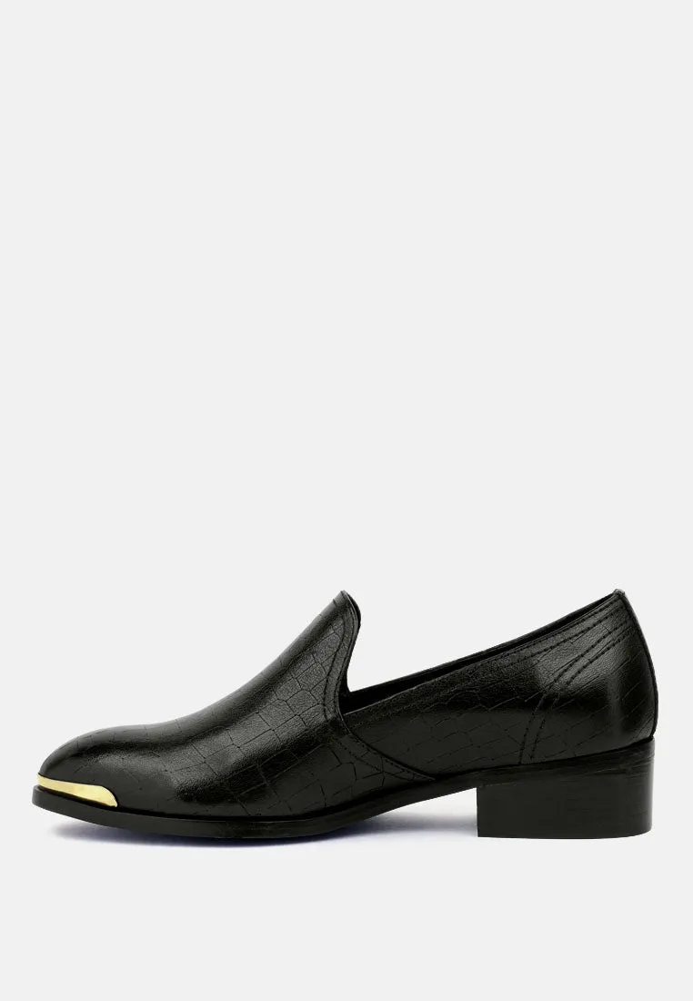 Lilliam Metal Highlight Casual Leather Loafers By Ruw