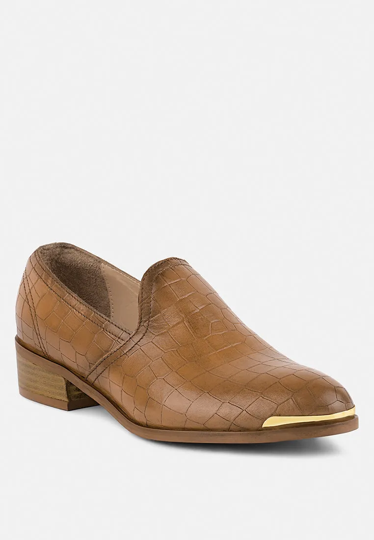 Lilliam Metal Highlight Casual Leather Loafers By Ruw