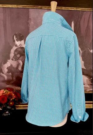 LOVE MIDDY SHIRT IN TURQOISE GINGHAM