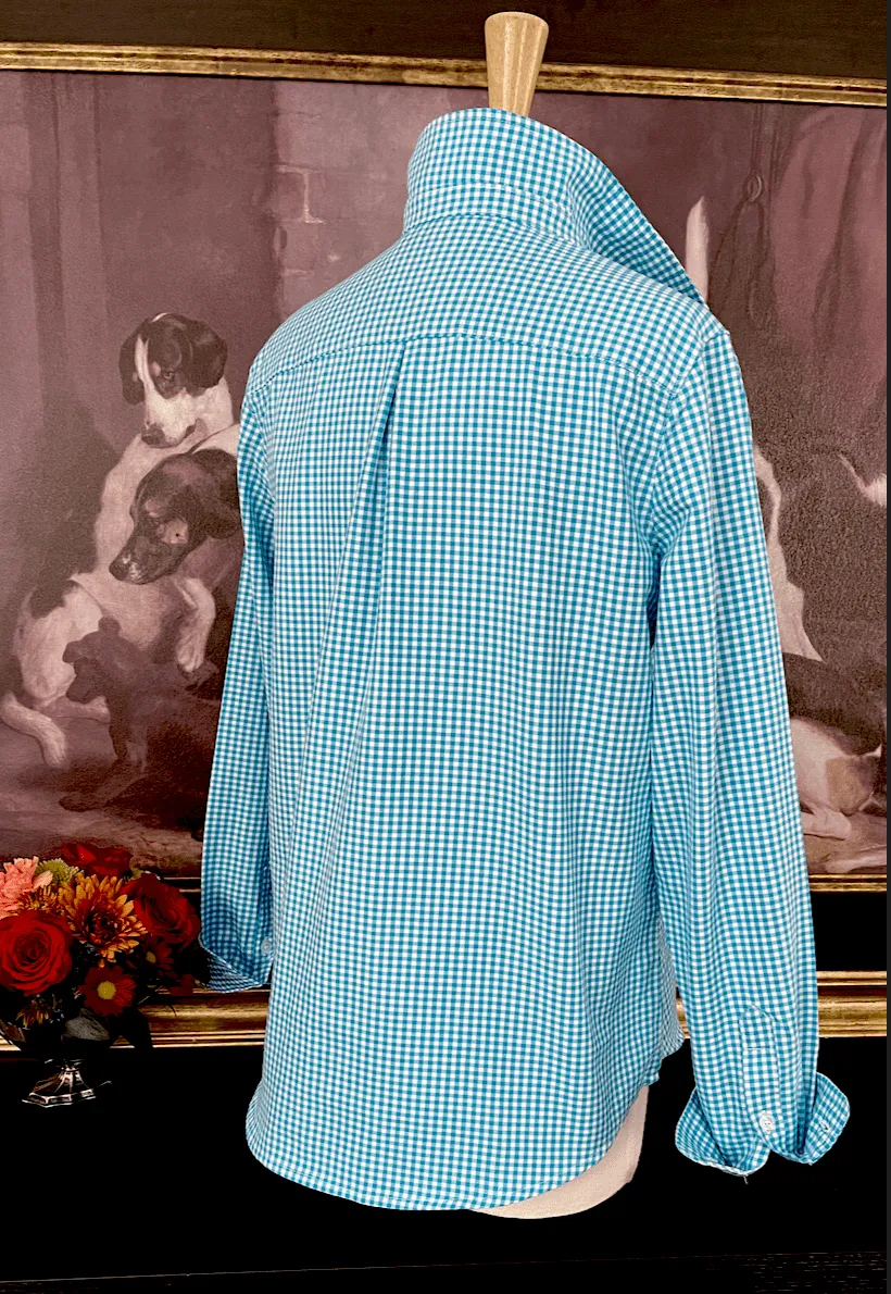 LOVE MIDDY SHIRT IN TURQOISE GINGHAM