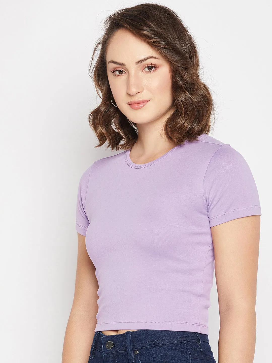 Madame Solid Mauve Crop Top