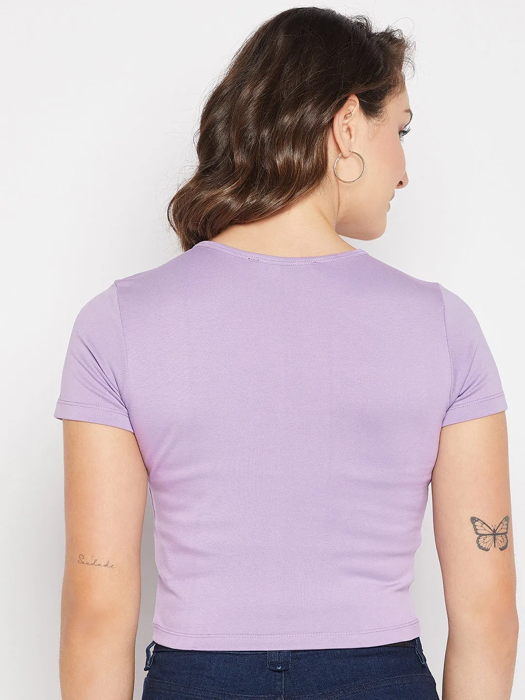 Madame Solid Mauve Crop Top