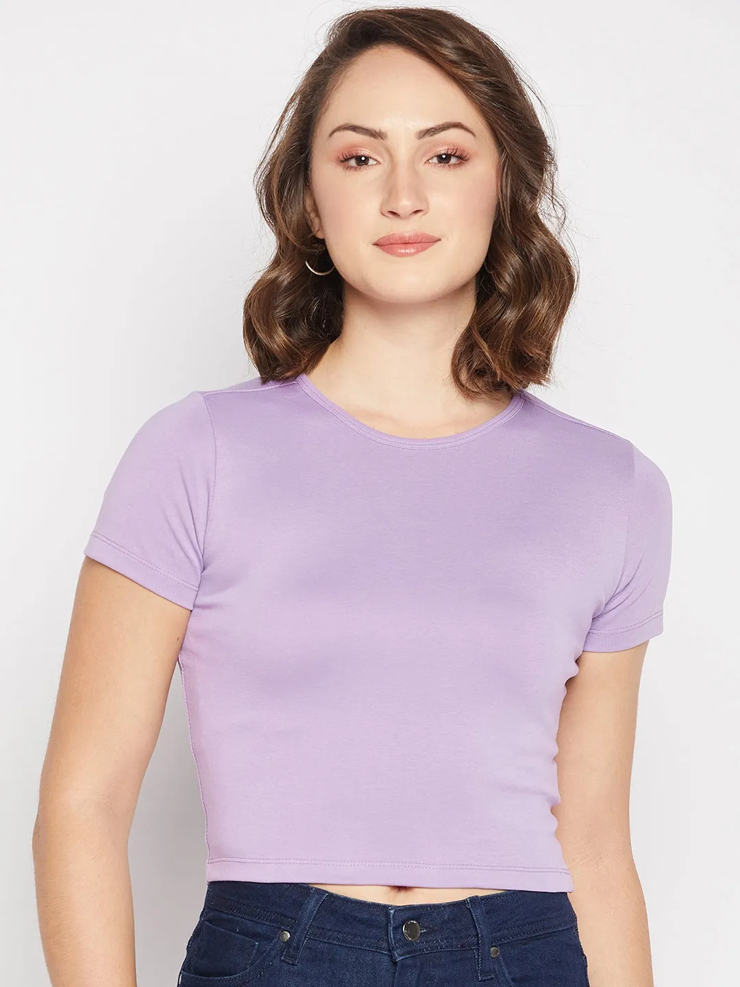 Madame Solid Mauve Crop Top