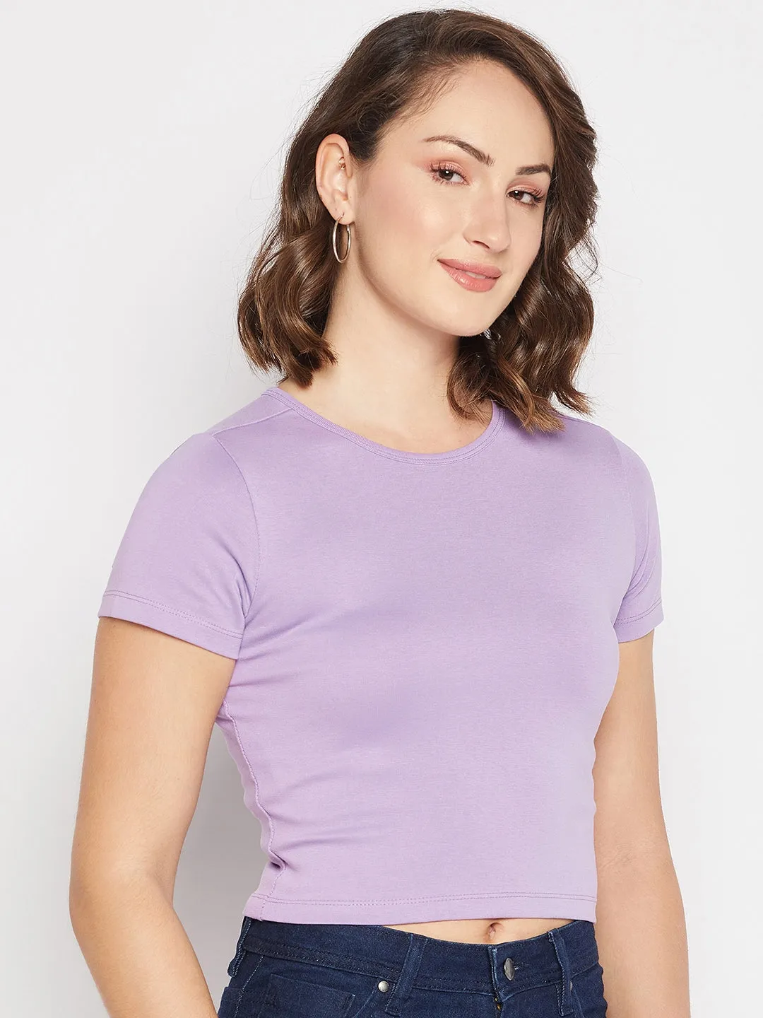 Madame Solid Mauve Crop Top