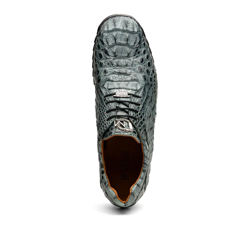 Marco Di Milano Kratos Men's Grey Shoes Exotic Caiman Crocodile Sneakers
