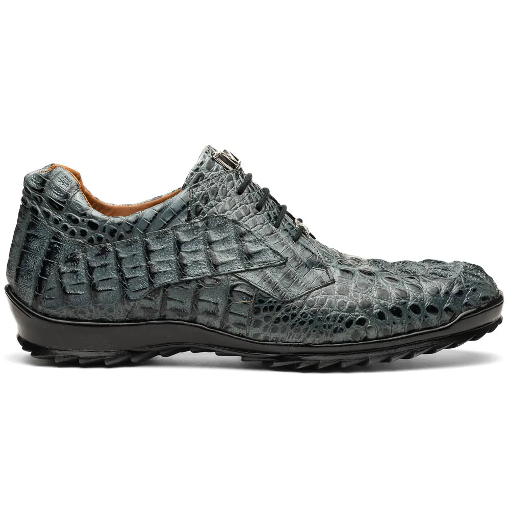 Marco Di Milano Kratos Men's Grey Shoes Exotic Caiman Crocodile Sneakers