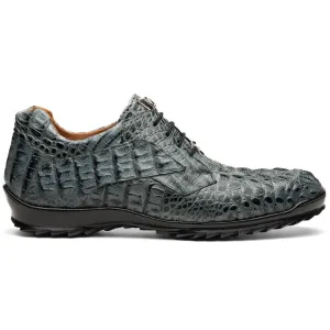 Marco Di Milano Kratos Men's Grey Shoes Exotic Caiman Crocodile Sneakers
