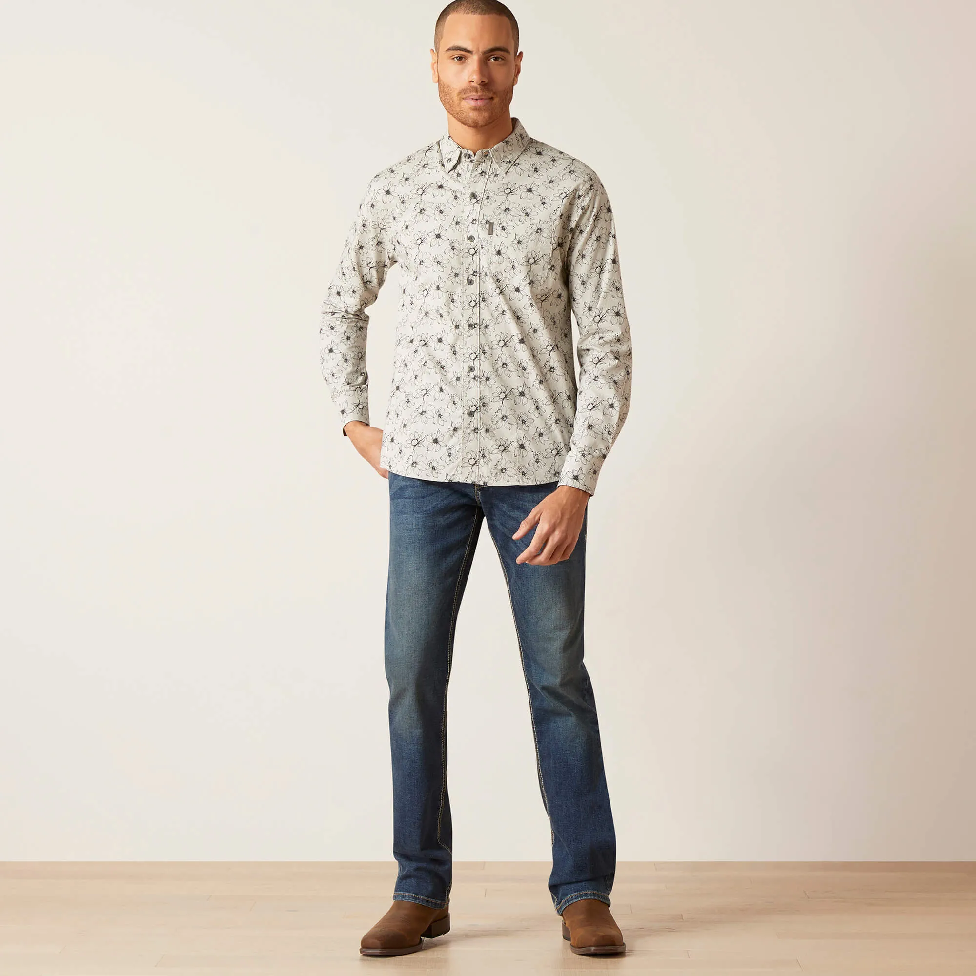 Men’s Ariat Grey Memphis Stretch Modern Fit Shirt