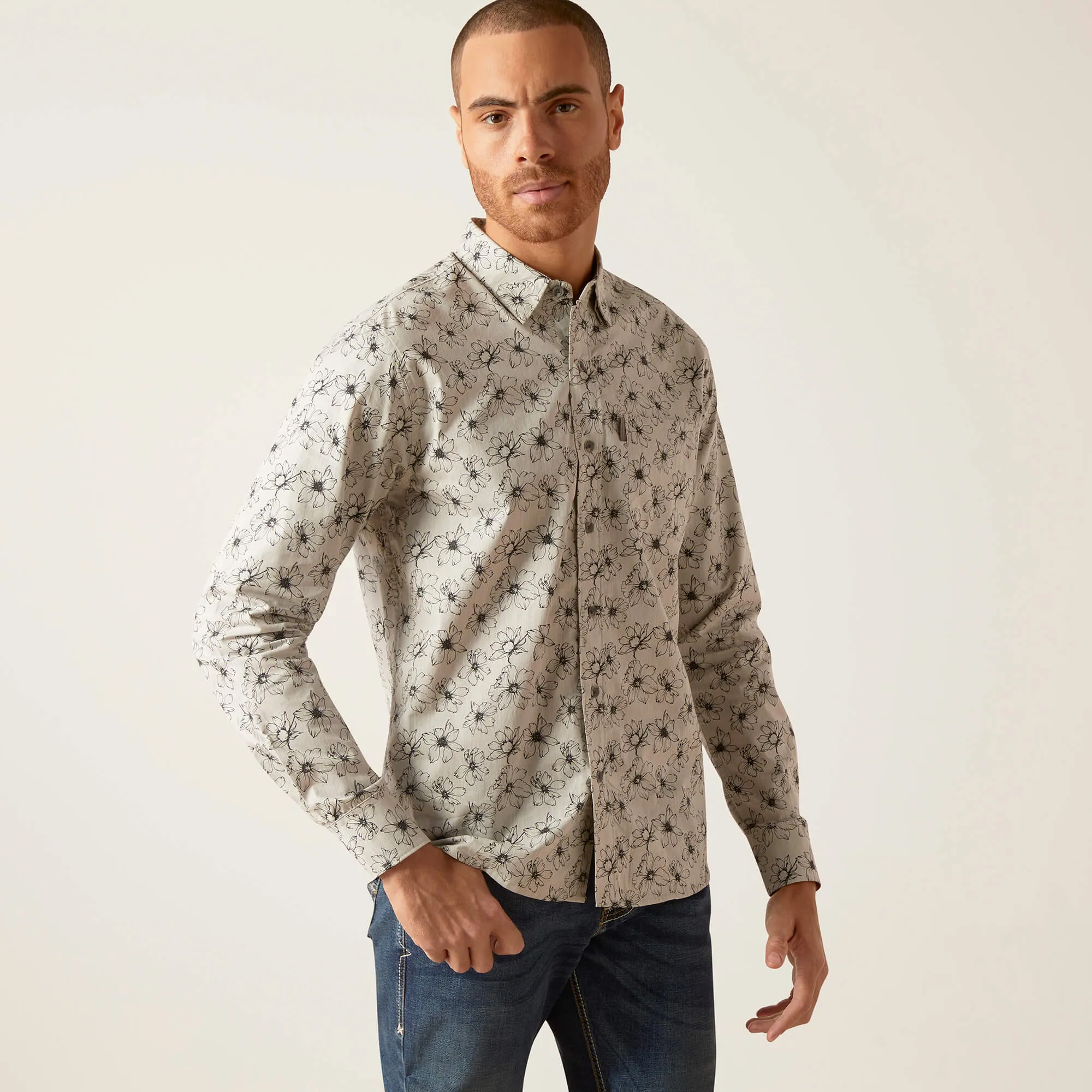 Men’s Ariat Grey Memphis Stretch Modern Fit Shirt