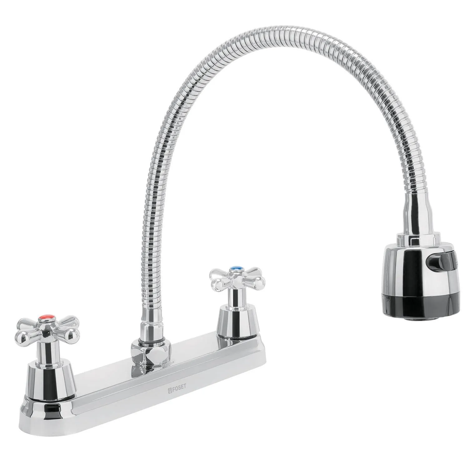 Mezcladora inox 8' p/fregadero, flexible, cruceta, Foset 49819
