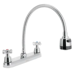 Mezcladora inox 8' p/fregadero, flexible, cruceta, Foset 49819