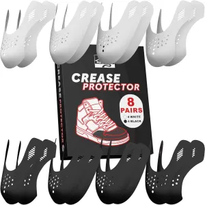NEW KP 8 Shoe Crease Protectors | Crease Guards for Dunk Low, Air Force, Jordan | 4 White   4 Black | Sneaker Crease Protector