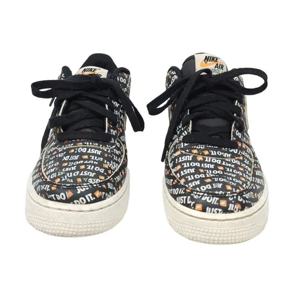 Nike Just Do It Air Force 1 Sneakers Kids Size 6.5 Youth AO3977 Black White Logo